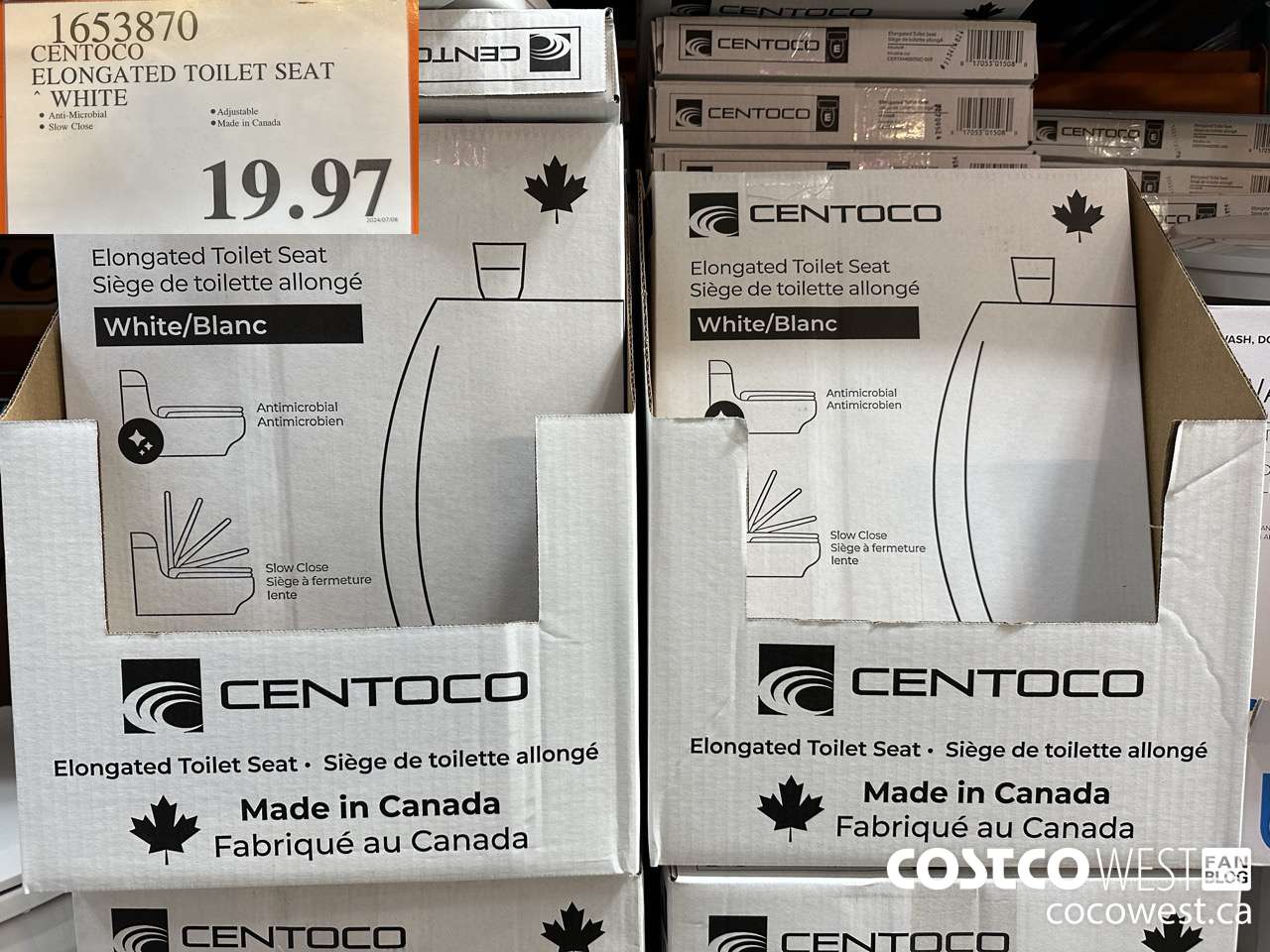 1653870 CENTOCO ELONGATED TOILET SEAT WHITE $19.97