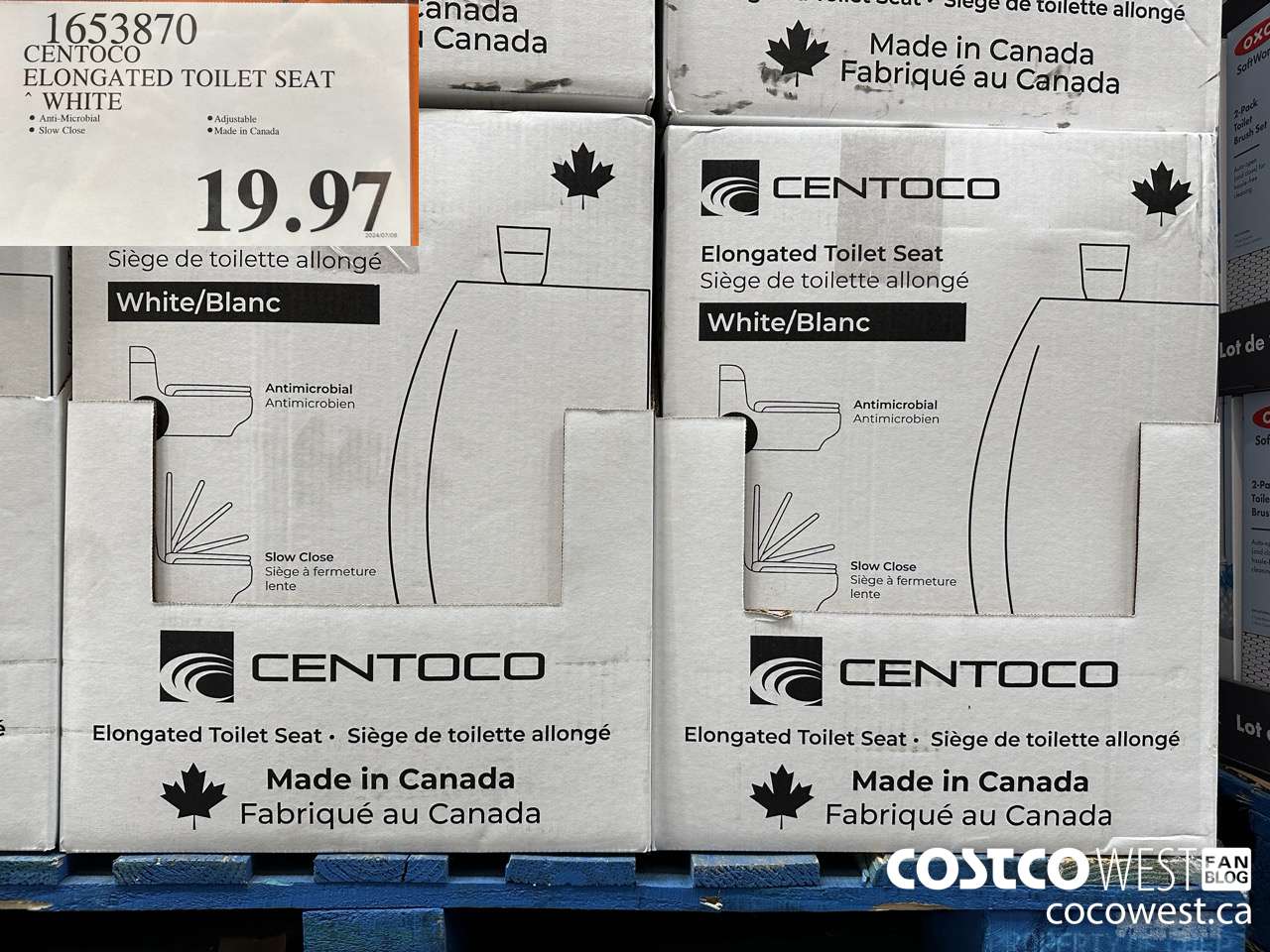 1653870 CENTOCO ELONGATED TOILET SEAT WHITE $19.97