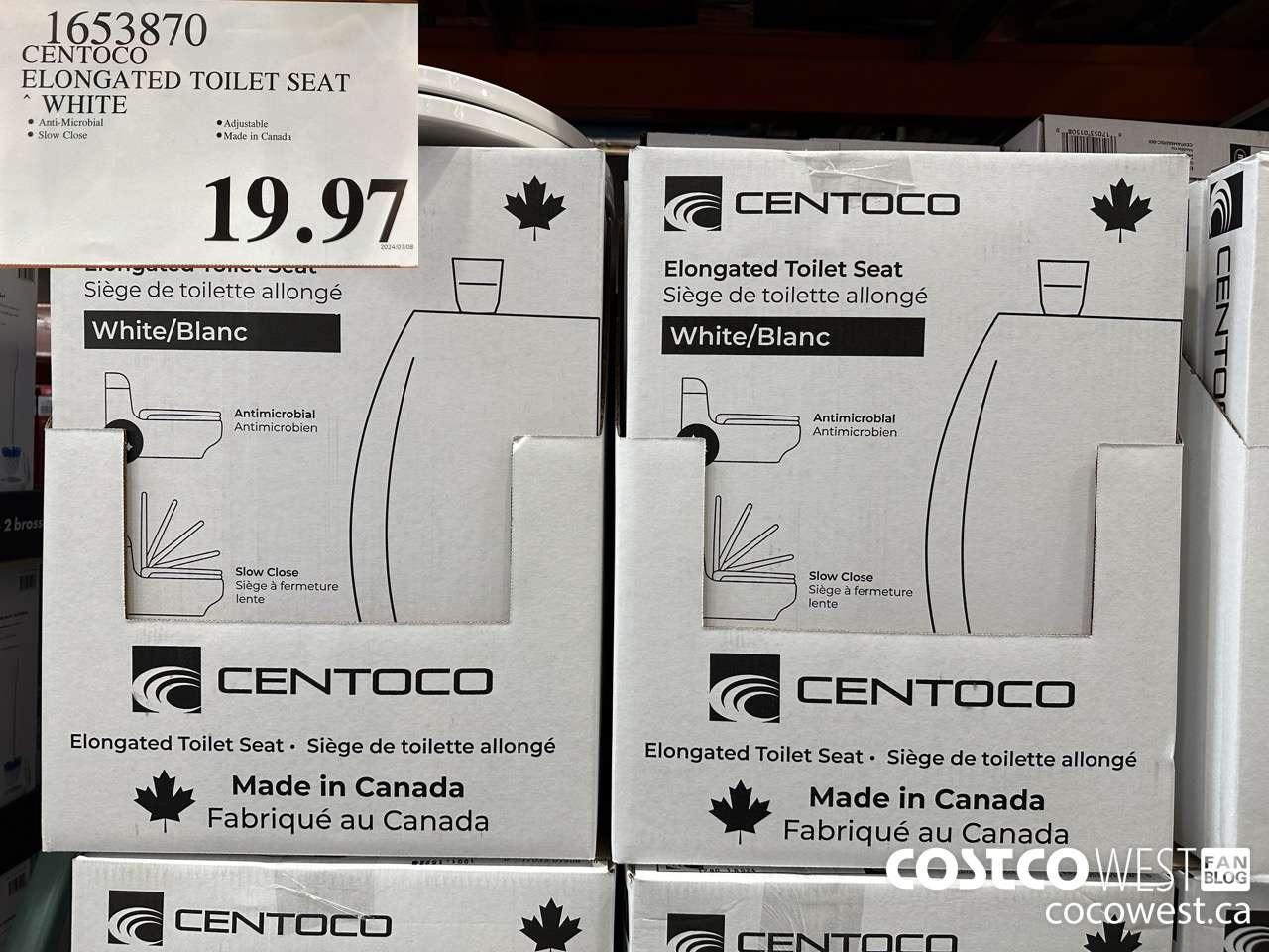 1653870 CENTOCO ELONGATED TOILET SEAT WHITE $19.97