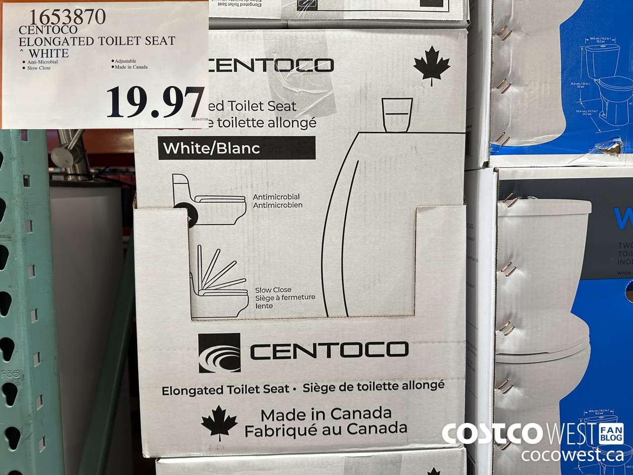 1653870 CENTOCO ELONGATED TOILET SEAT WHITE $19.97