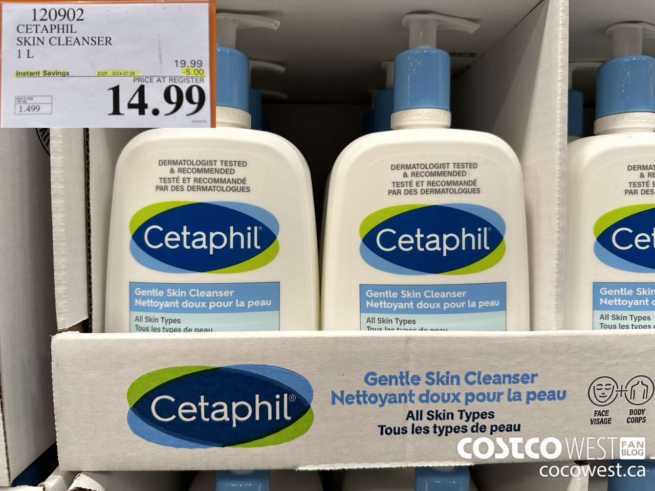 120902 CETAPHIL SKIN CLEANSER 1L ($5.00 INSTANT SAVINGS EXPIRES ON 2024-07-28) $14.99