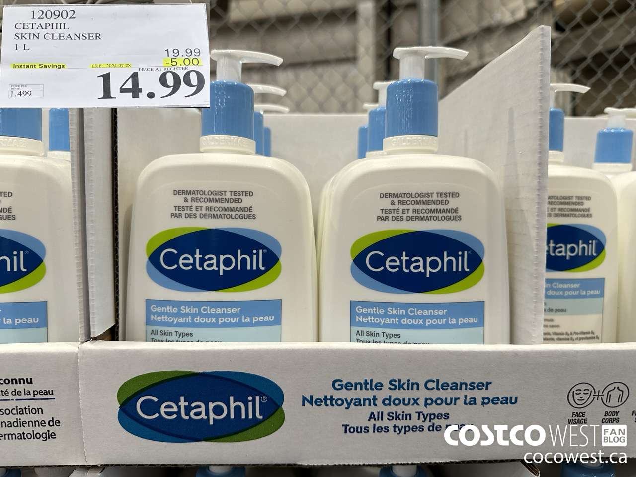 120902 CETAPHIL SKIN CLEANSER 1L ($5.00 INSTANT SAVINGS EXPIRES ON 2024-07-28) $14.99