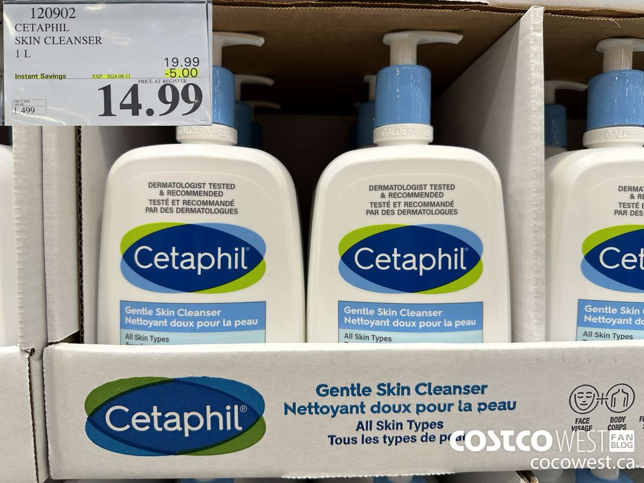 120902 CETAPHIL SKIN CLEANSER 1L ($5.00 INSTANT SAVINGS EXPIRES ON 2024-08-11) $14.99