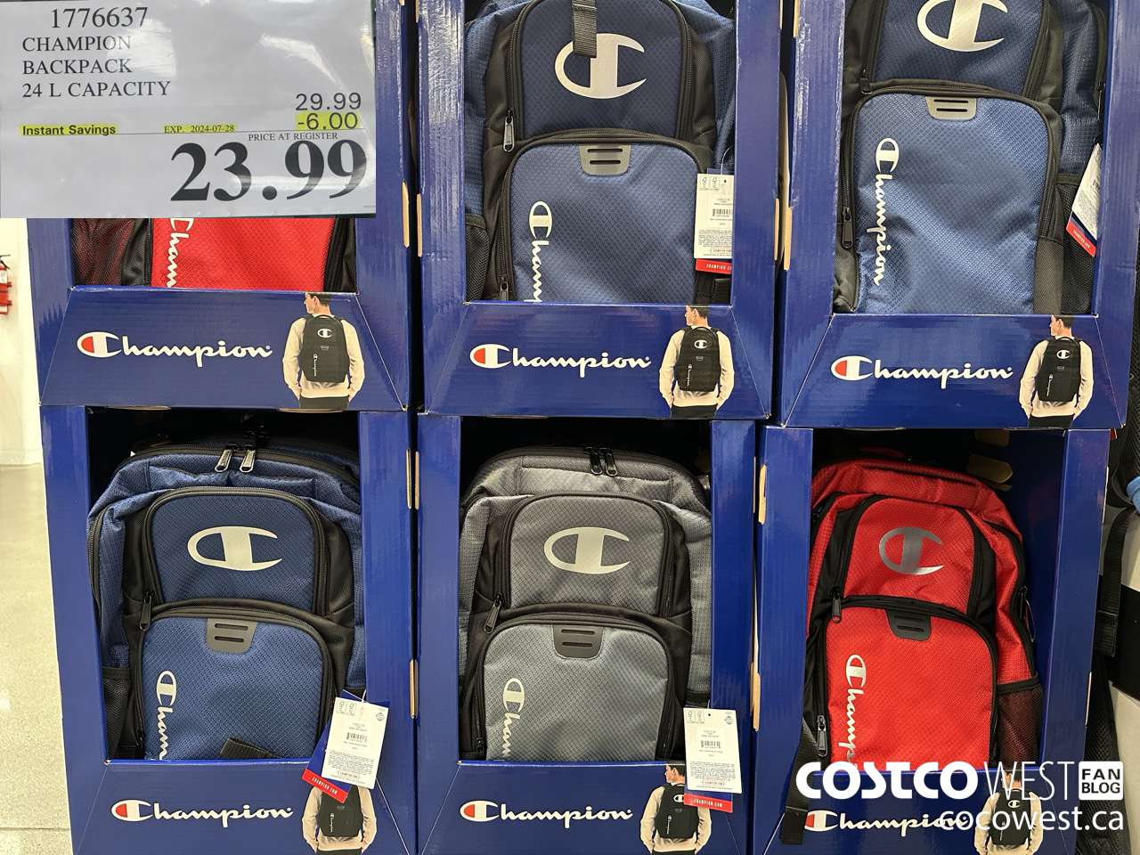 1776637 CHAMPION BACKPACK 24 L CAPACITY ($6.00 INSTANT SAVINGS EXPIRES ON 2024-07-28) $23.99