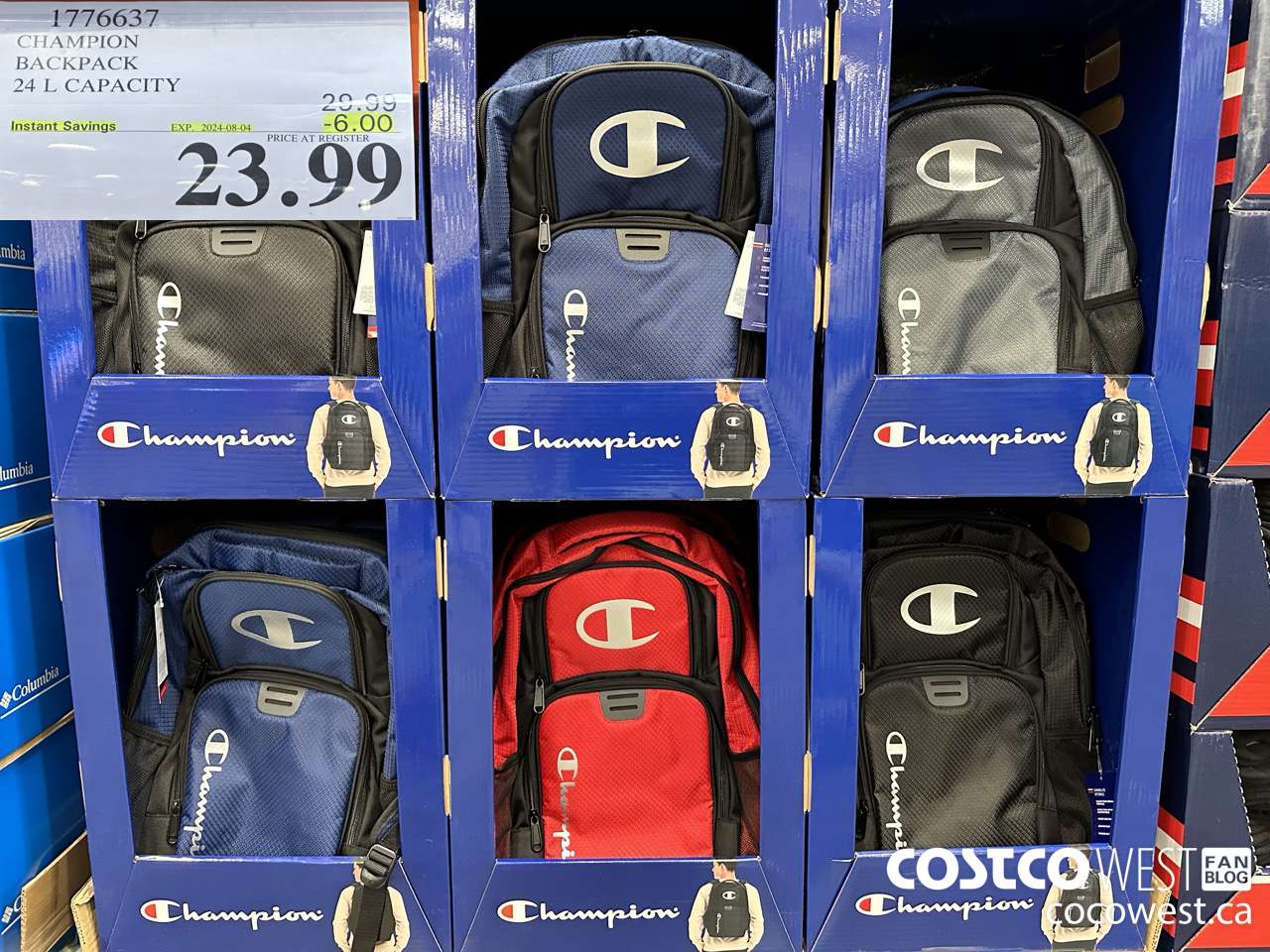 1776637 CHAMPION BACKPACK 24 L CAPACITY ($6.00 INSTANT SAVINGS EXPIRES ON 2024-08-04) $23.99