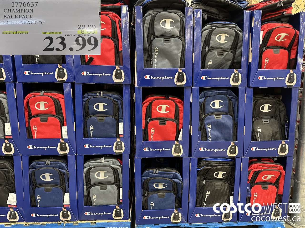 1776637 CHAMPION BACKPACK 24 L CAPACITY ($6.00 INSTANT SAVINGS EXPIRES ON 2024-08-04) $23.99