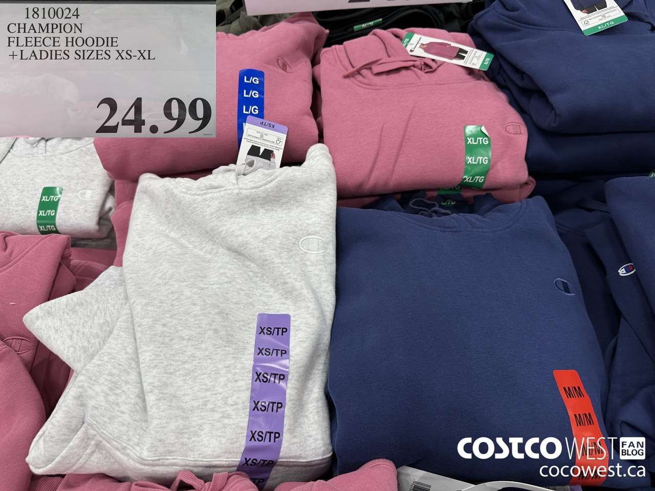 1810024 CHAMPION FLEECE HOODIE LADIES SIZES XS-XL $24.99