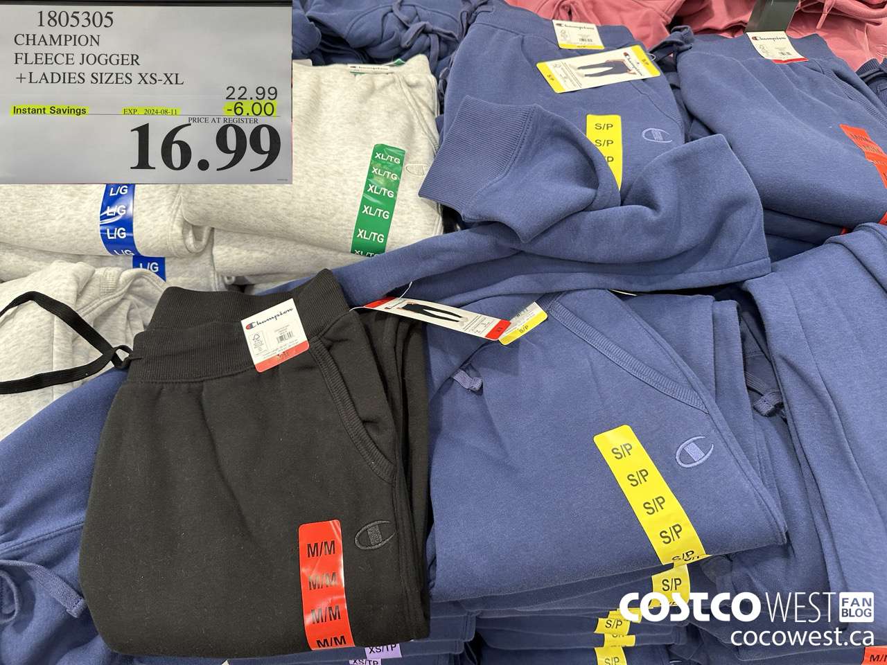 1805305 CHAMPION FLEECE JOGGER LADIES SIZES XS-XL ($6.00 INSTANT SAVINGS EXPIRES ON 2024-08-11) $16.99