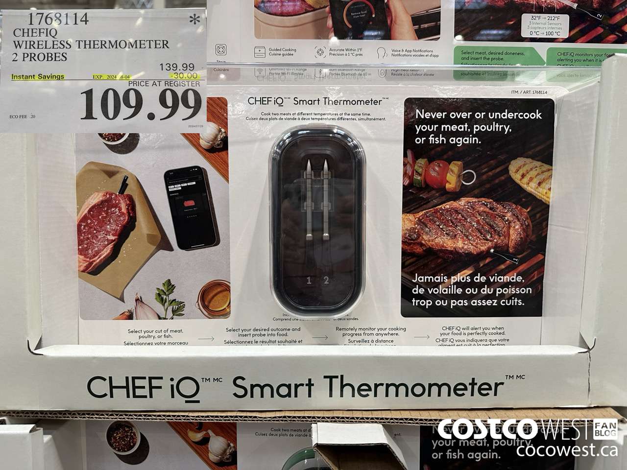 1768114 CHEFIQ WIRELESS THERMOMETER 2 PROBES ($30.00 INSTANT SAVINGS EXPIRES ON 2024-08-04) $109.99