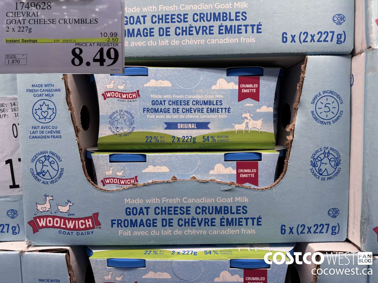 1749628 CHEVRAI GOAT CHEESE CRUMBLES 2 X 227 G ($2.50 INSTANT SAVINGS EXPIRES ON 2024-07-21) $8.49