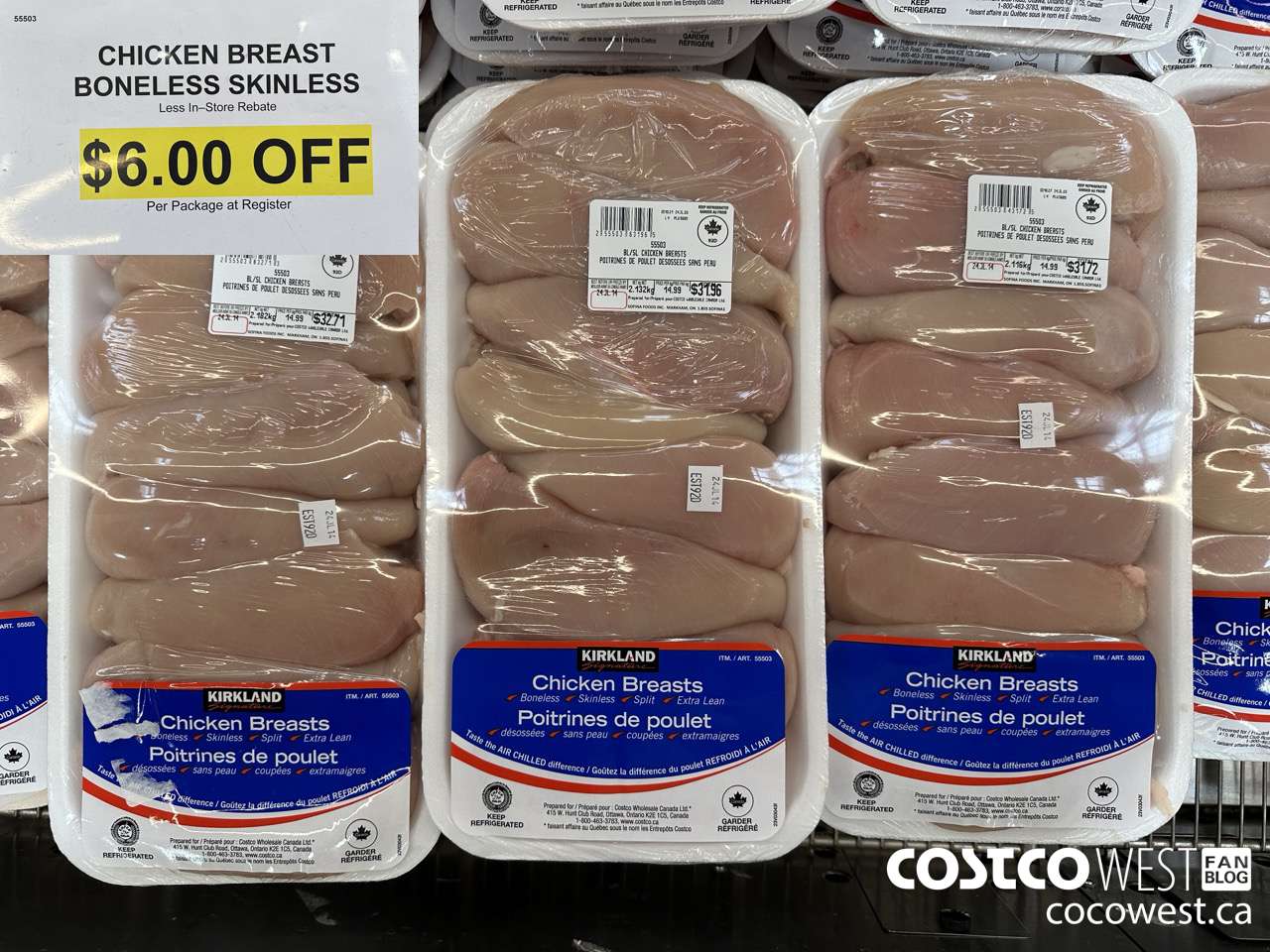 55503 CHICKEN BREASTS BONELESS SKINLESS ($6.00 INSTANT SAVINGS)