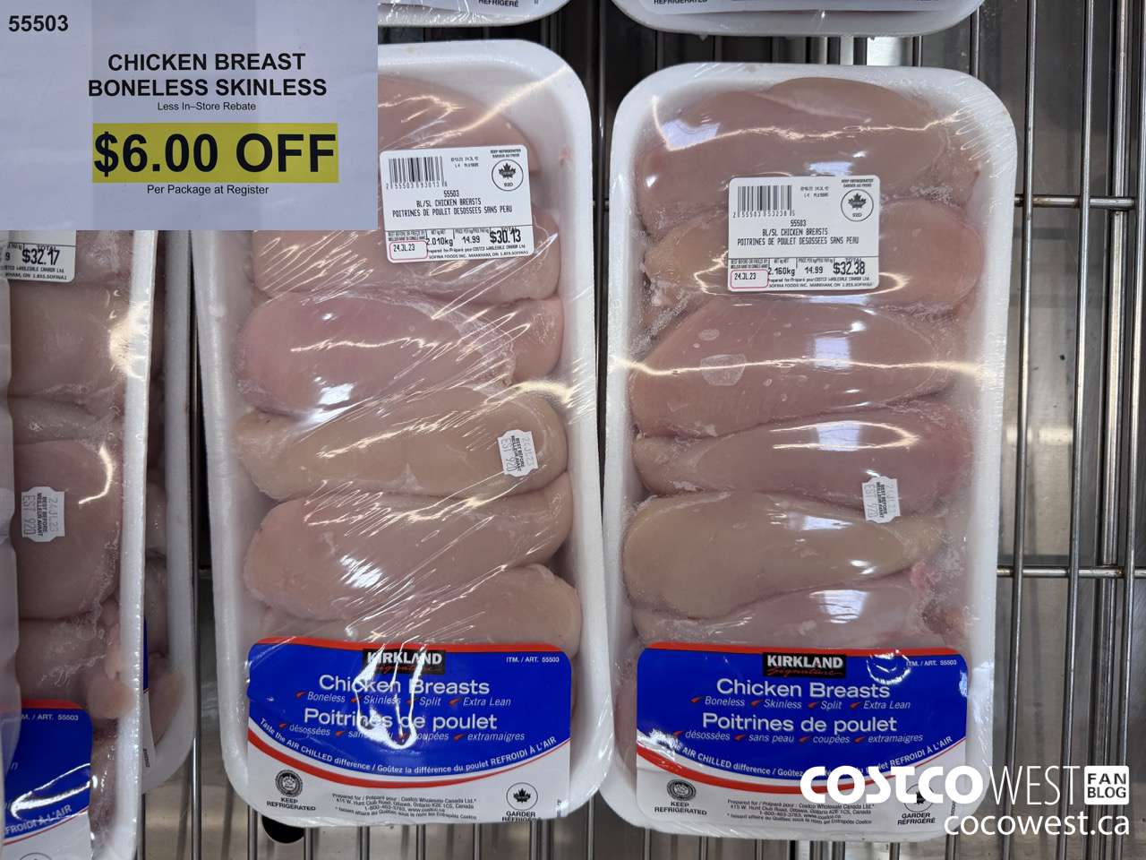 55503 CHICKEN BREASTS BONELESS SKINLESS ($6.00 INSTANT SAVINGS)