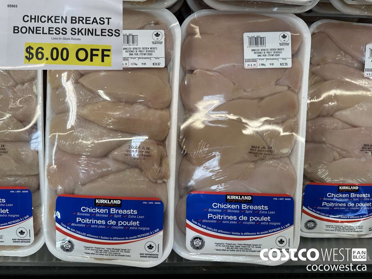 55503 CHICKEN BREASTS BONELESS SKINLESS ($6.00 INSTANT SAVINGS)