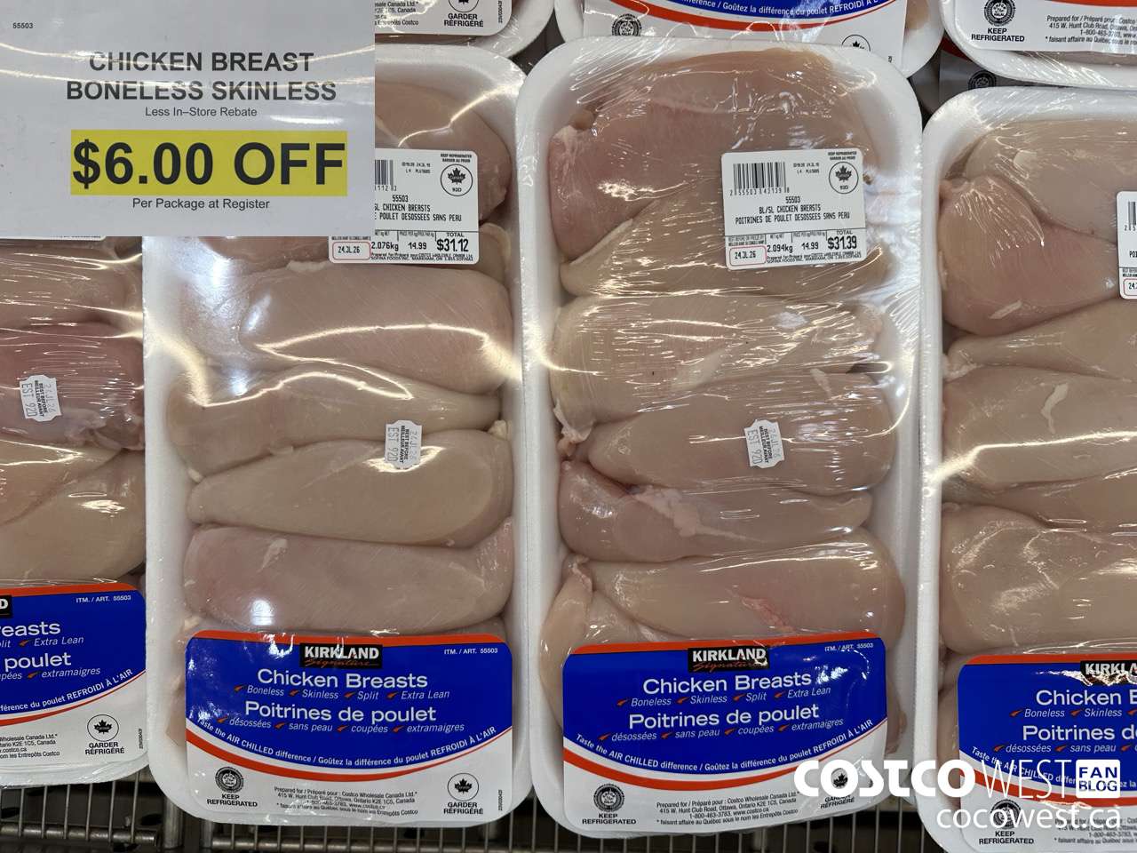 55503 CHICKEN BREASTS BONELESS SKINLESS ($6.00 INSTANT SAVINGS)