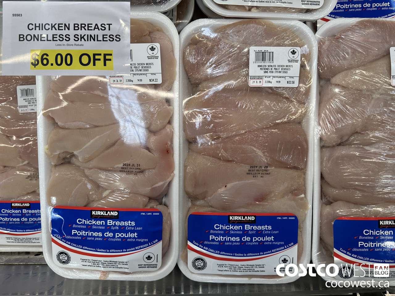 55503 CHICKEN BREASTS BONELESS SKINLESS ($6.00 INSTANT SAVINGS)