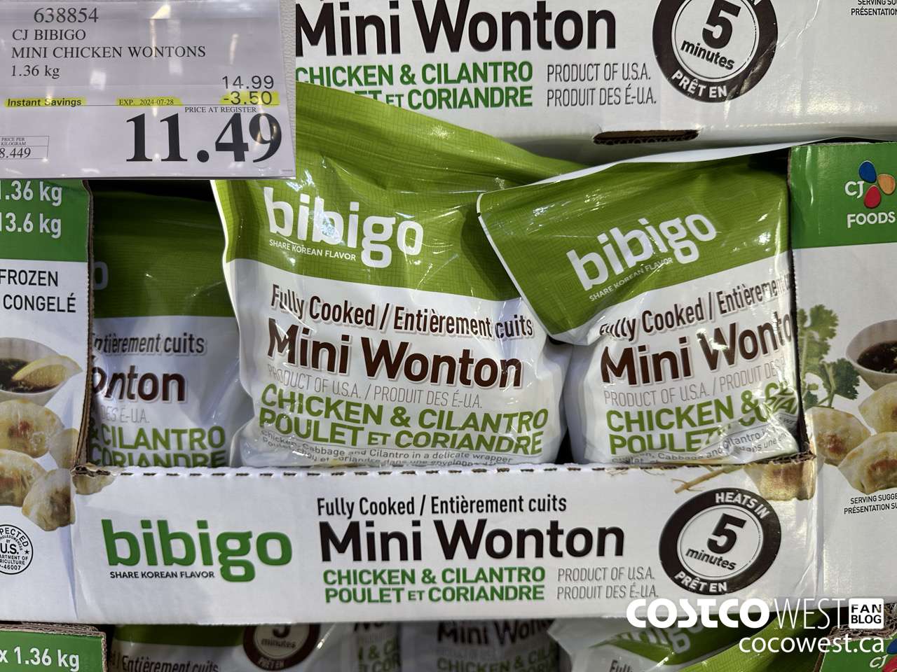 638854 CJ BIBIGO MINI CHICKEN WONTONS 1.36 KG ($3.50 INSTANT SAVINGS EXPIRES ON 2024-07-28) $11.49