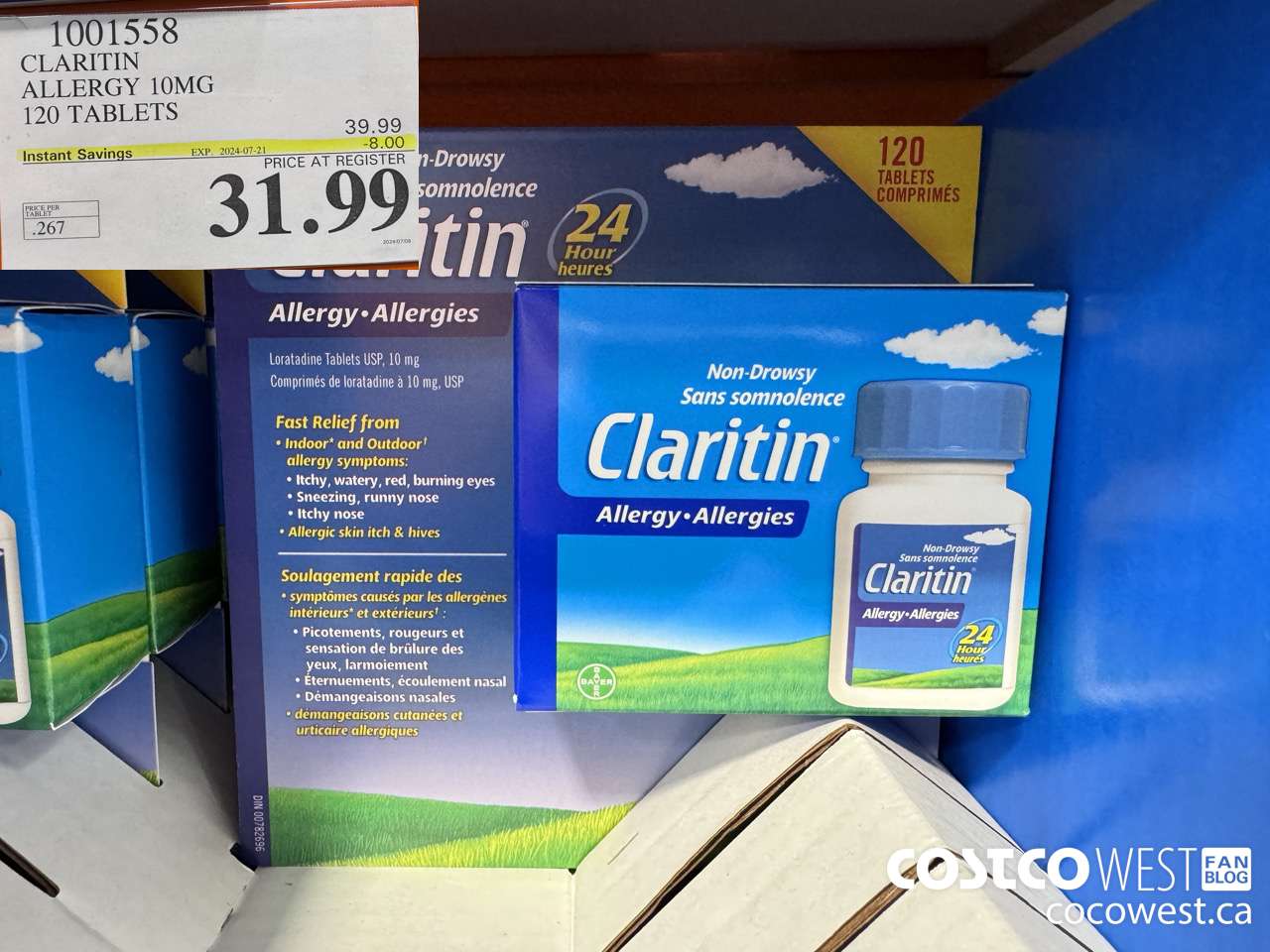 1001558 CLARITIN ALLERGY 10MG 120 TABLETS ($8.00 INSTANT SAVINGS EXPIRES ON 2024-07-21) $31.99