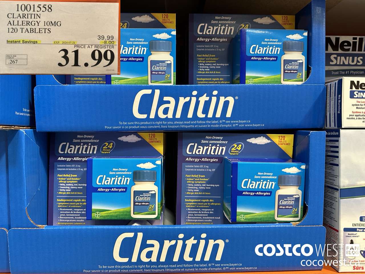1001558 CLARITIN ALLERGY 10MG 120 TABLETS ($8.00 INSTANT SAVINGS EXPIRES ON 2024-07-21) $31.99