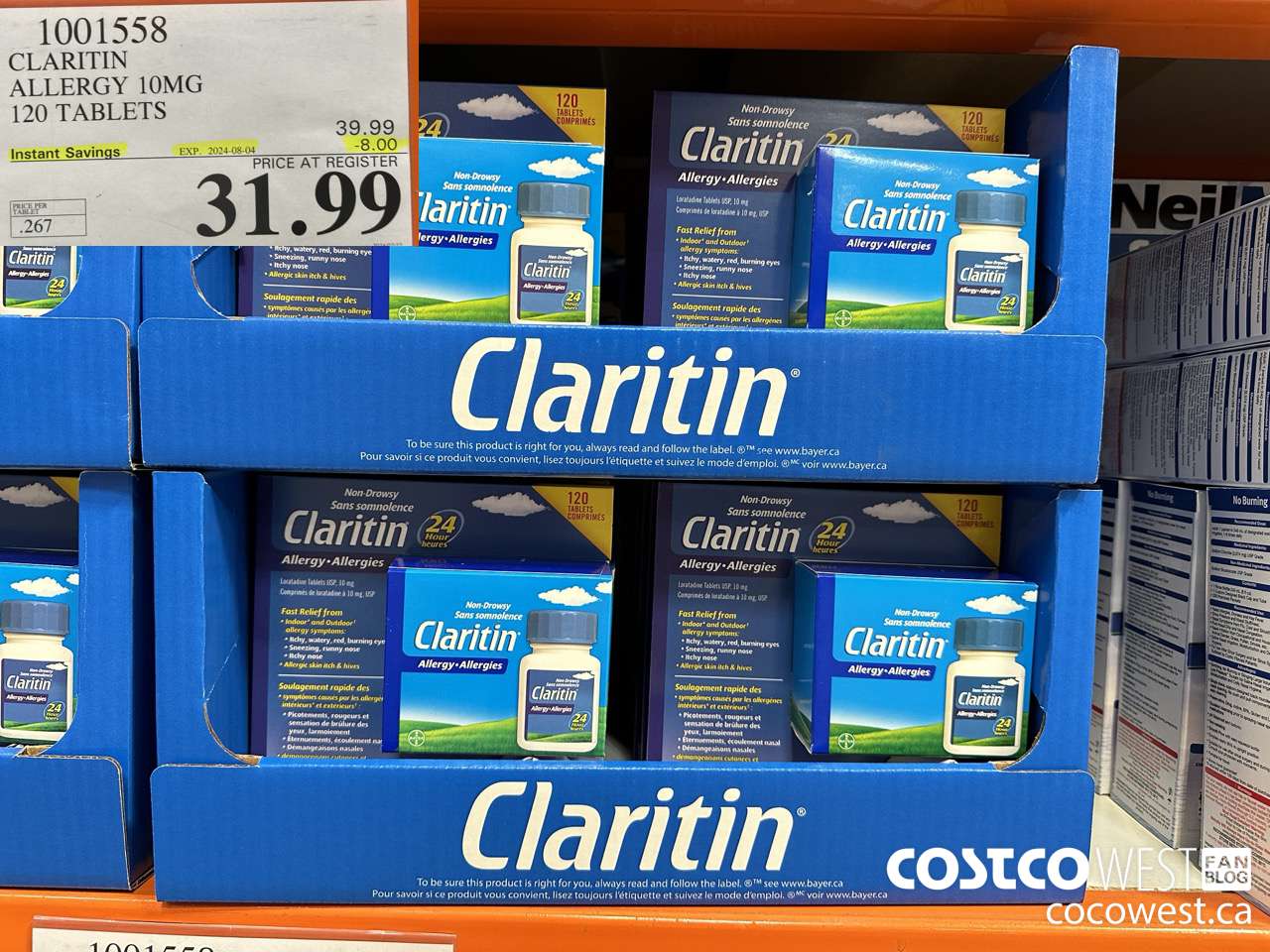 1001558 CLARITIN ALLERGY 10MG 120 TABLETS ($8.00 INSTANT SAVINGS EXPIRES ON 2024-08-04) $31.99