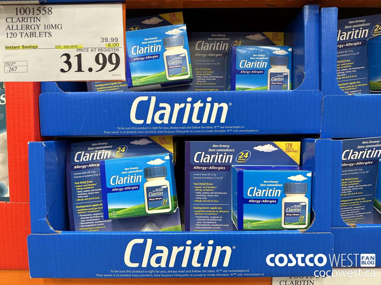 1001558 CLARITIN ALLERGY 10MG 120 TABLETS ($8.00 INSTANT SAVINGS EXPIRES ON 2024-08-04) $31.99