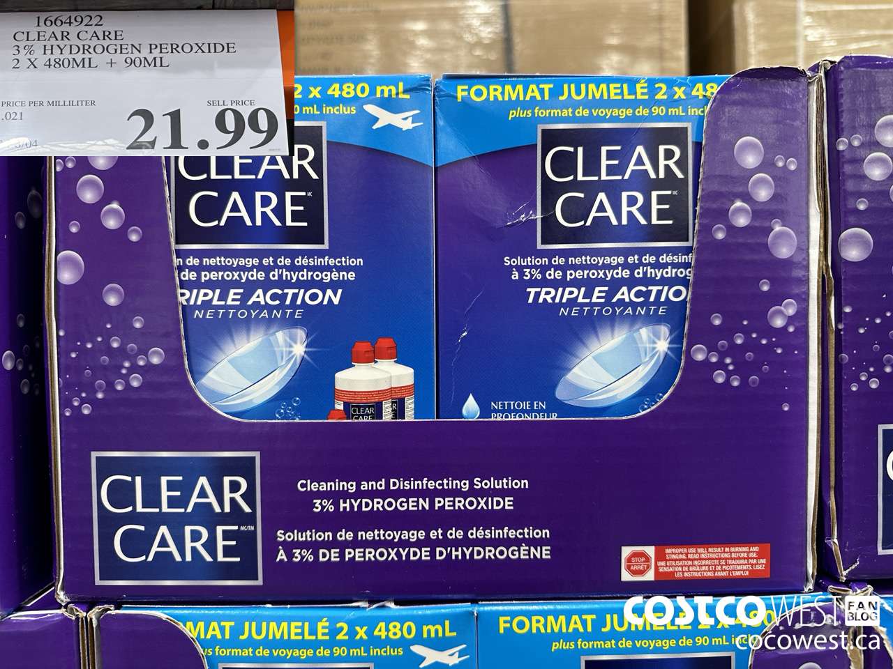 1664922 CLEAR CARE 3% HYDROGEN PEROXIDE 2 X 480ML + 90 ML $21.99