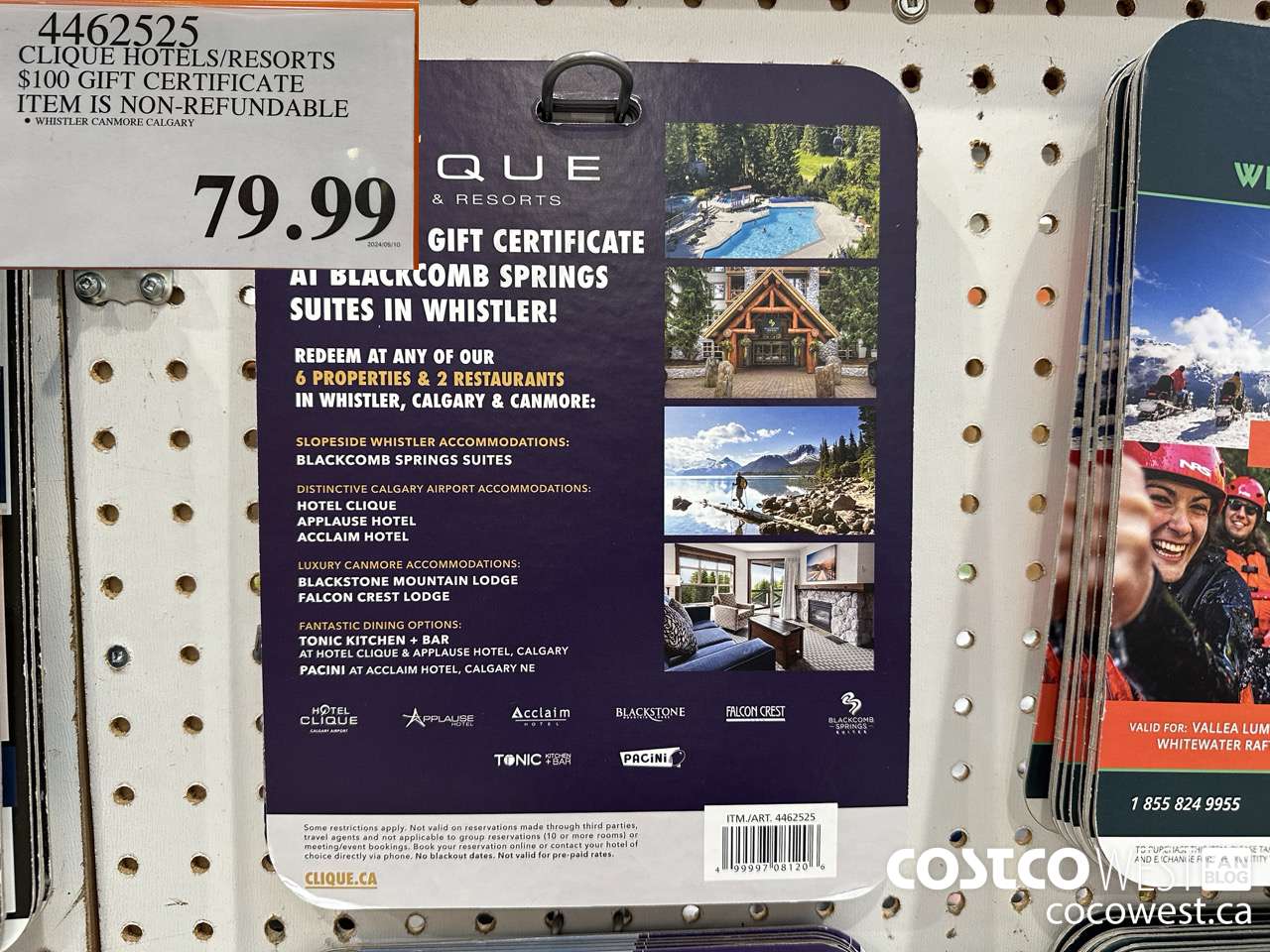 4462525 CLIQUE HOTELS/RESORTS $100 GIFT CERTIFICATE ITEM IS NON-REFUNDABLE $79.99