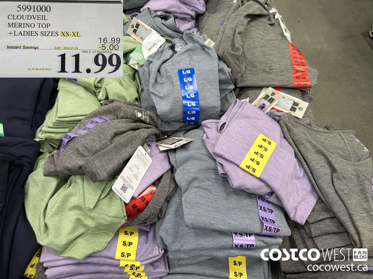 5991000 CLOUDVEIL MERINO TOP LADIES SIZES XS-XL ($5.00 INSTANT SAVINGS EXPIRES ON 2024-07-28) $11.99