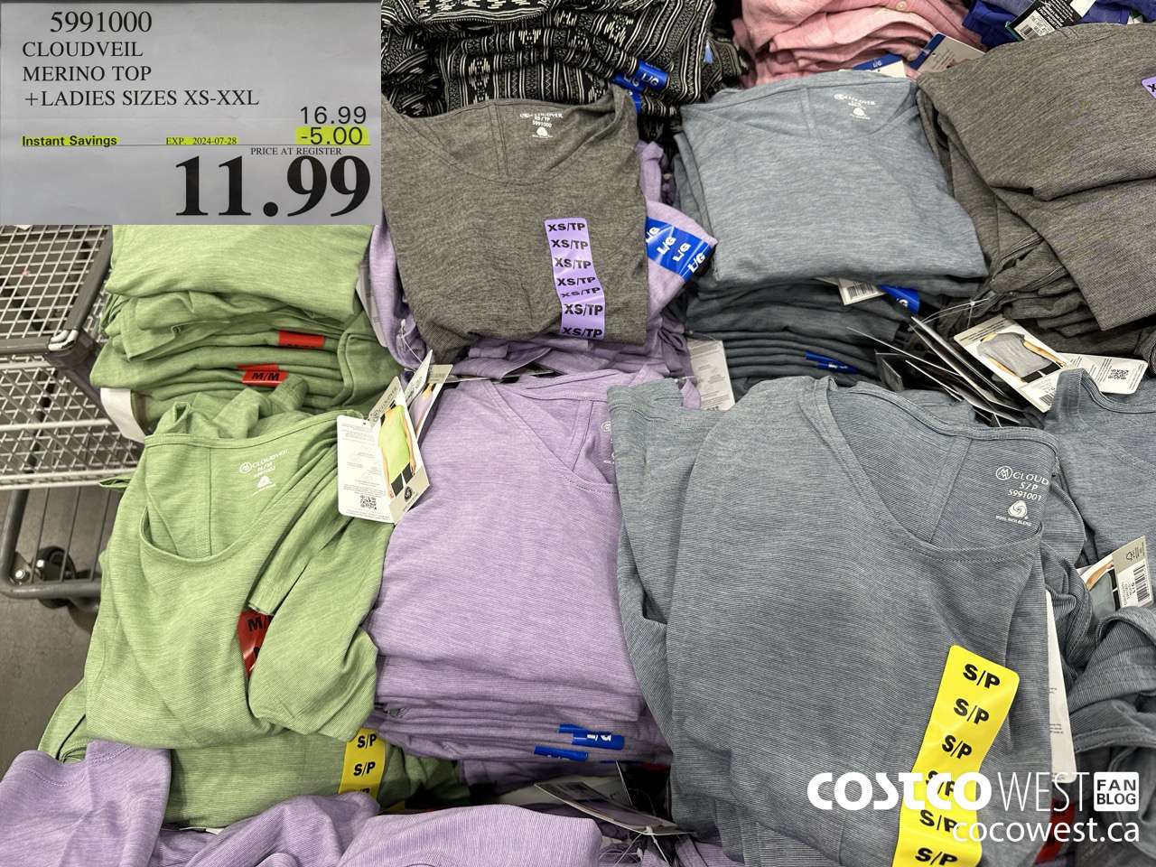 5991000 CLOUDVEIL MERINO TOP LADIES SIZES XS-XXL ($5.00 INSTANT SAVINGS EXPIRES ON 2024-07-28) $11.99