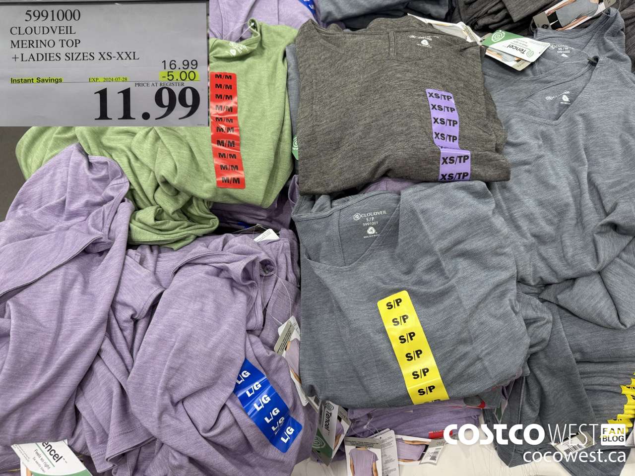 5991000 CLOUDVEIL MERINO TOP LADIES SIZES XS-XXL ($5.00 INSTANT SAVINGS EXPIRES ON 2024-07-28) $11.99