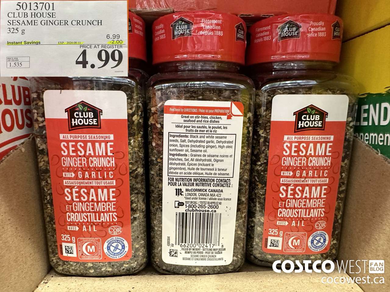 5013701 CLUB HOUSE SESAME GINGER CRUNCH 306 g ($2.00 INSTANT SAVINGS EXPIRES ON 2024-08-11) $4.99