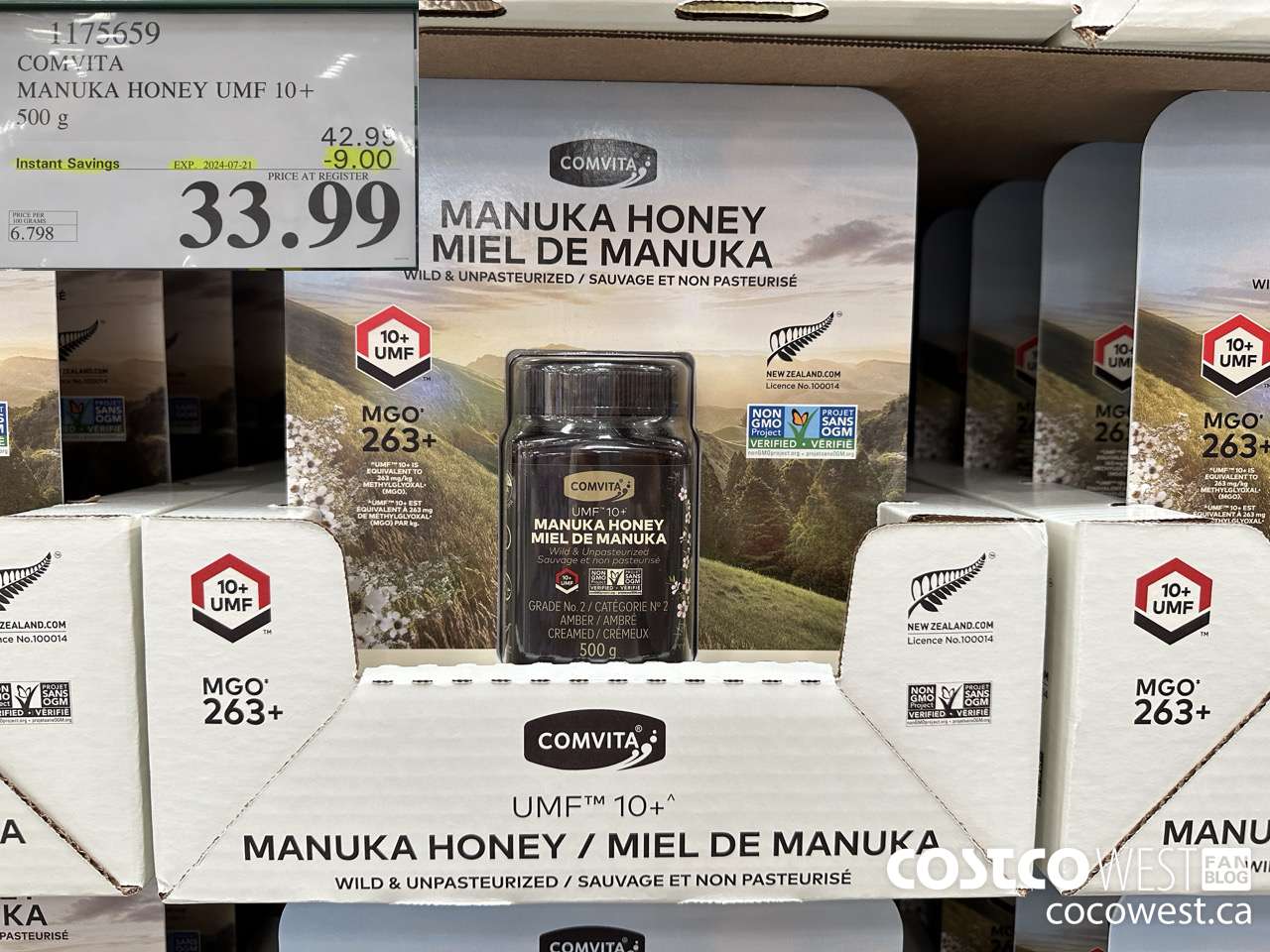 1175659 COMVITA MANUKA HONEY UMF 10+ 500 G ($9.00 INSTANT SAVINGS EXPIRES ON 2024-07-21) $33.99