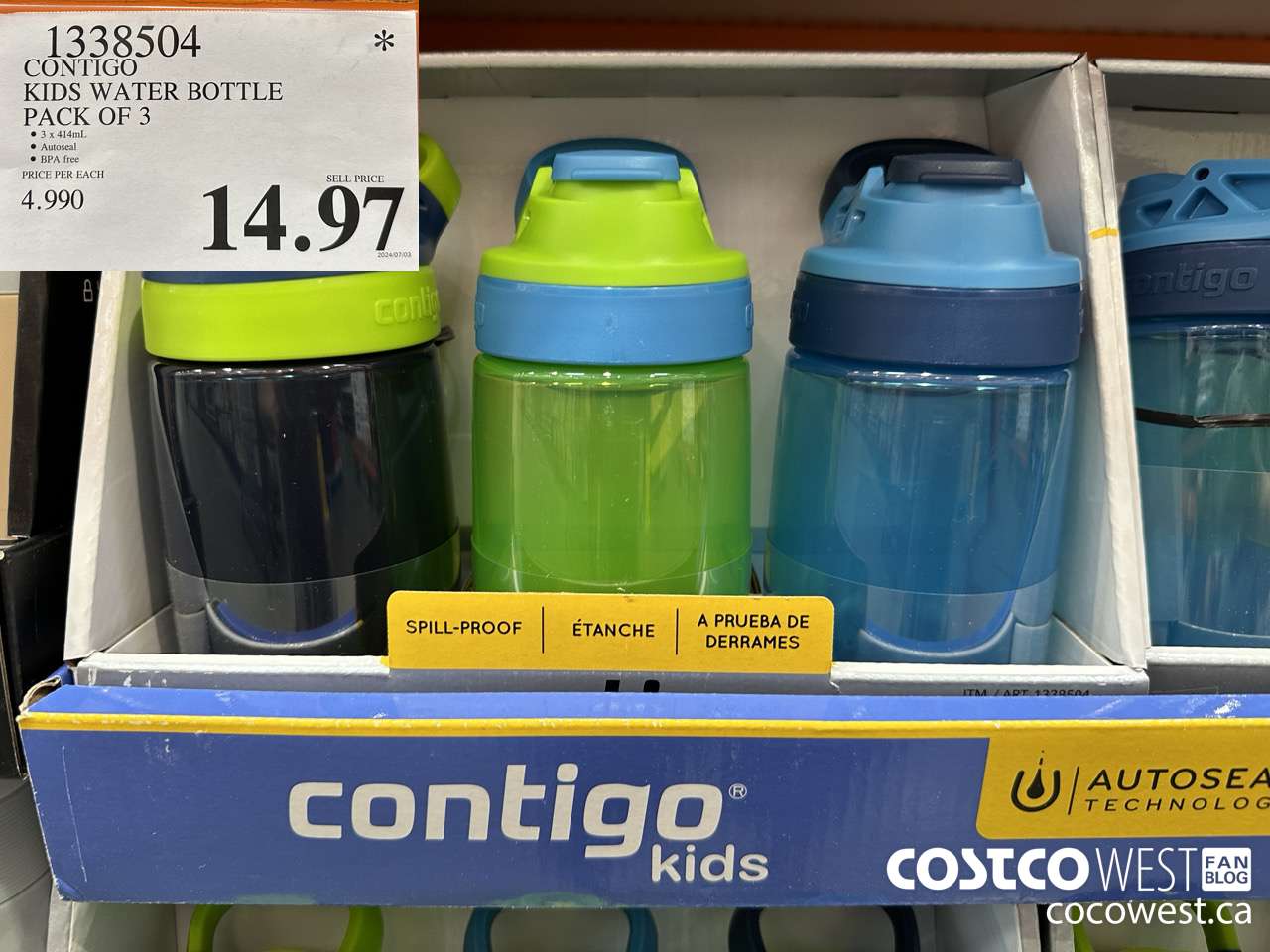 1338504 CONTIGO KIDS WATER BOTTLE PACK OF 3 $14.97