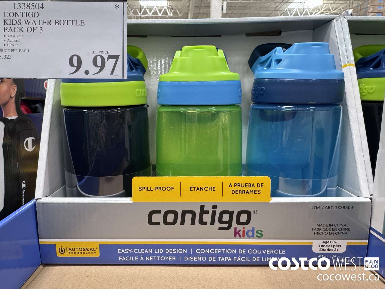 1338504 CONTIGO KIDS WATER BOTTLE PACK OF 3 $9.97