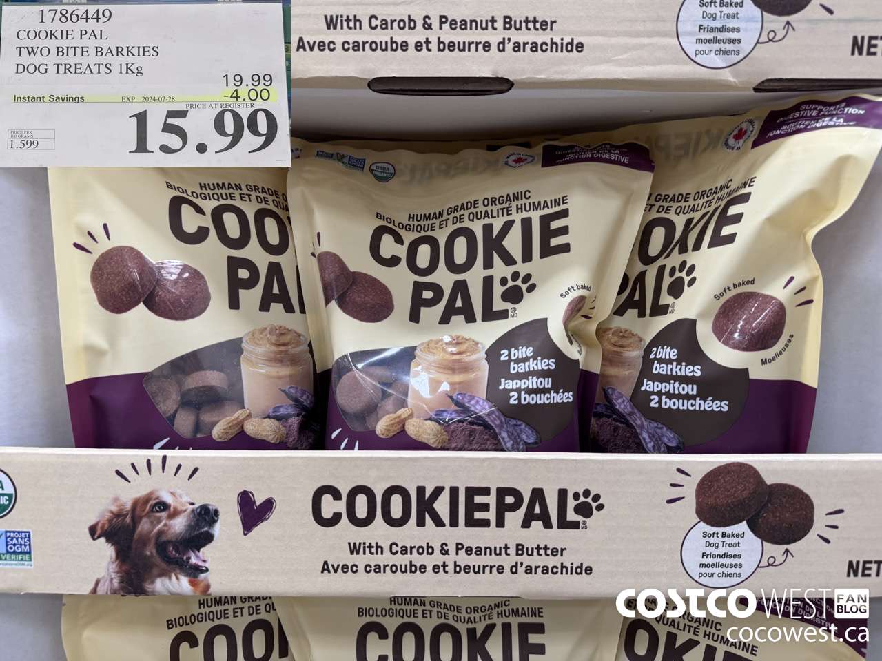 1786449 COOKIE PAL TWO BITE BARKIES DOG TREATS 1KG ($4.00 INSTANT SAVINGS EXPIRES ON 2024-07-28) $15.99