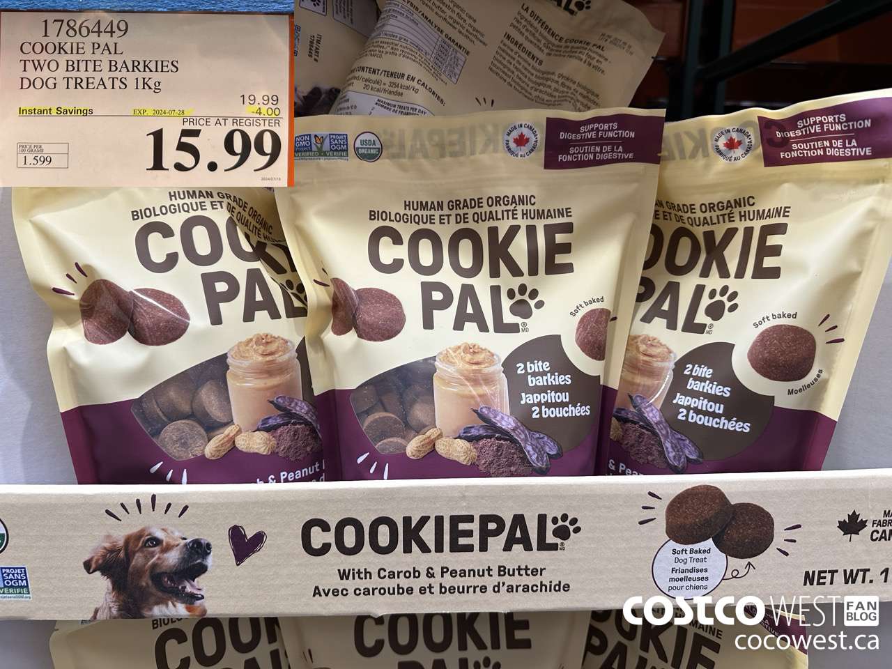 1786449 COOKIE PAL TWO BITE BARKIES DOG TREATS 1KG ($4.00 INSTANT SAVINGS EXPIRES ON 2024-07-28) $15.99