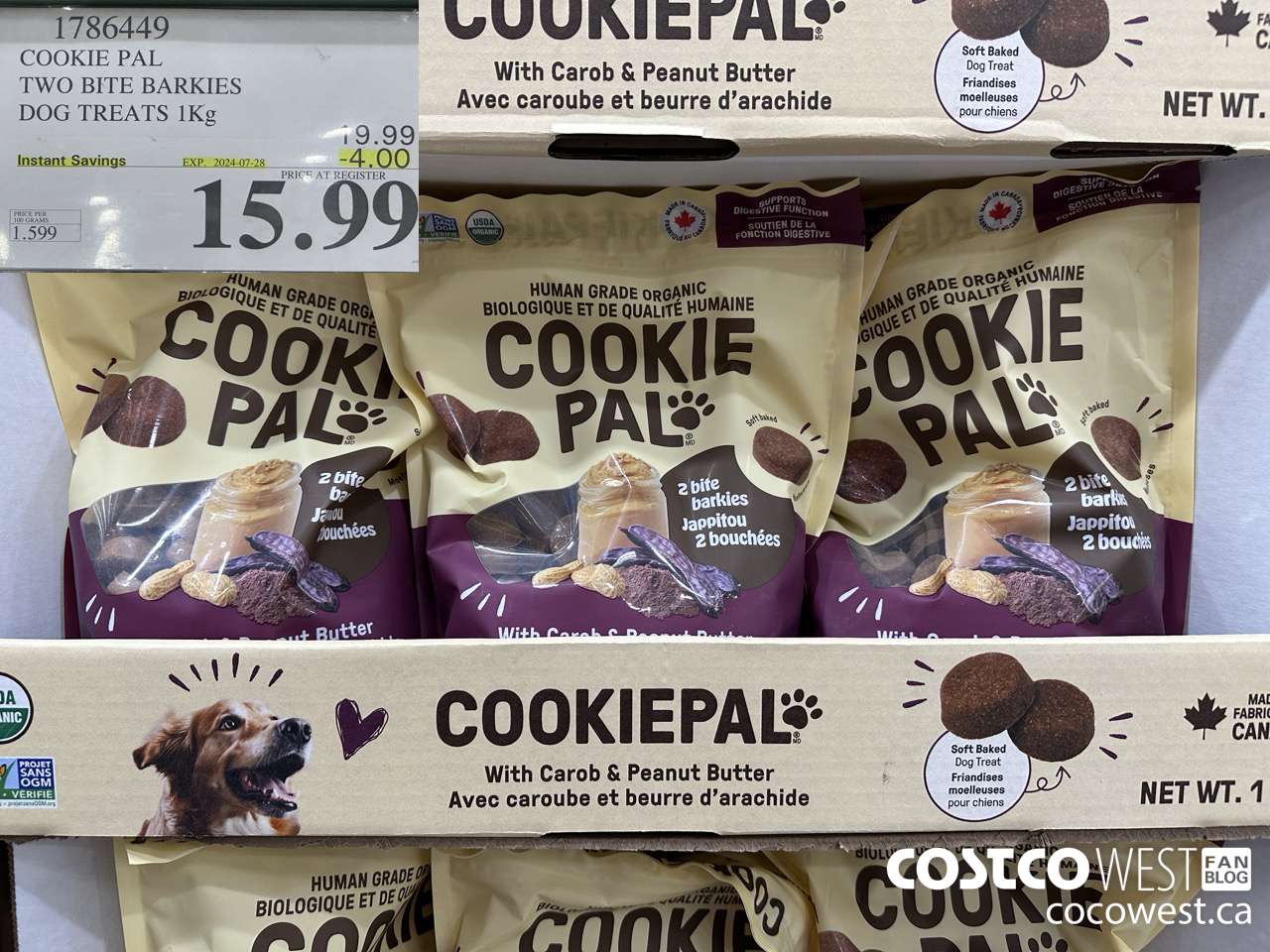 1786449 COOKIE PAL TWO BITE BARKIES DOG TREATS 1KG ($4.00 INSTANT SAVINGS EXPIRES ON 2024-07-28) $15.99