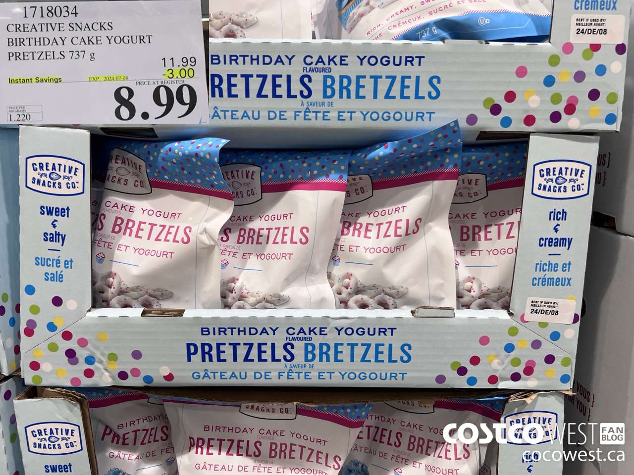1718034 CREATIVE SNACKS BIRTHDAY CAKE YOGURT PRETZELS 737G ($3.00 INSTANT SAVINGS EXPIRES ON 2024-07-08) $8.99