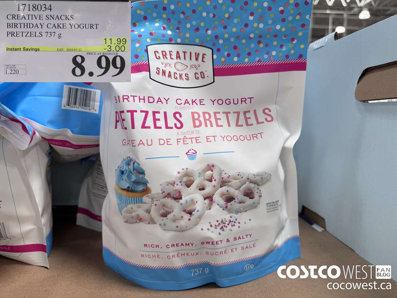 1718034 CREATIVE SNACKS BIRTHDAY CAKE YOGURT PRETZELS 737G ($3.00 INSTANT SAVINGS EXPIRES ON 2024-07-21) $8.99