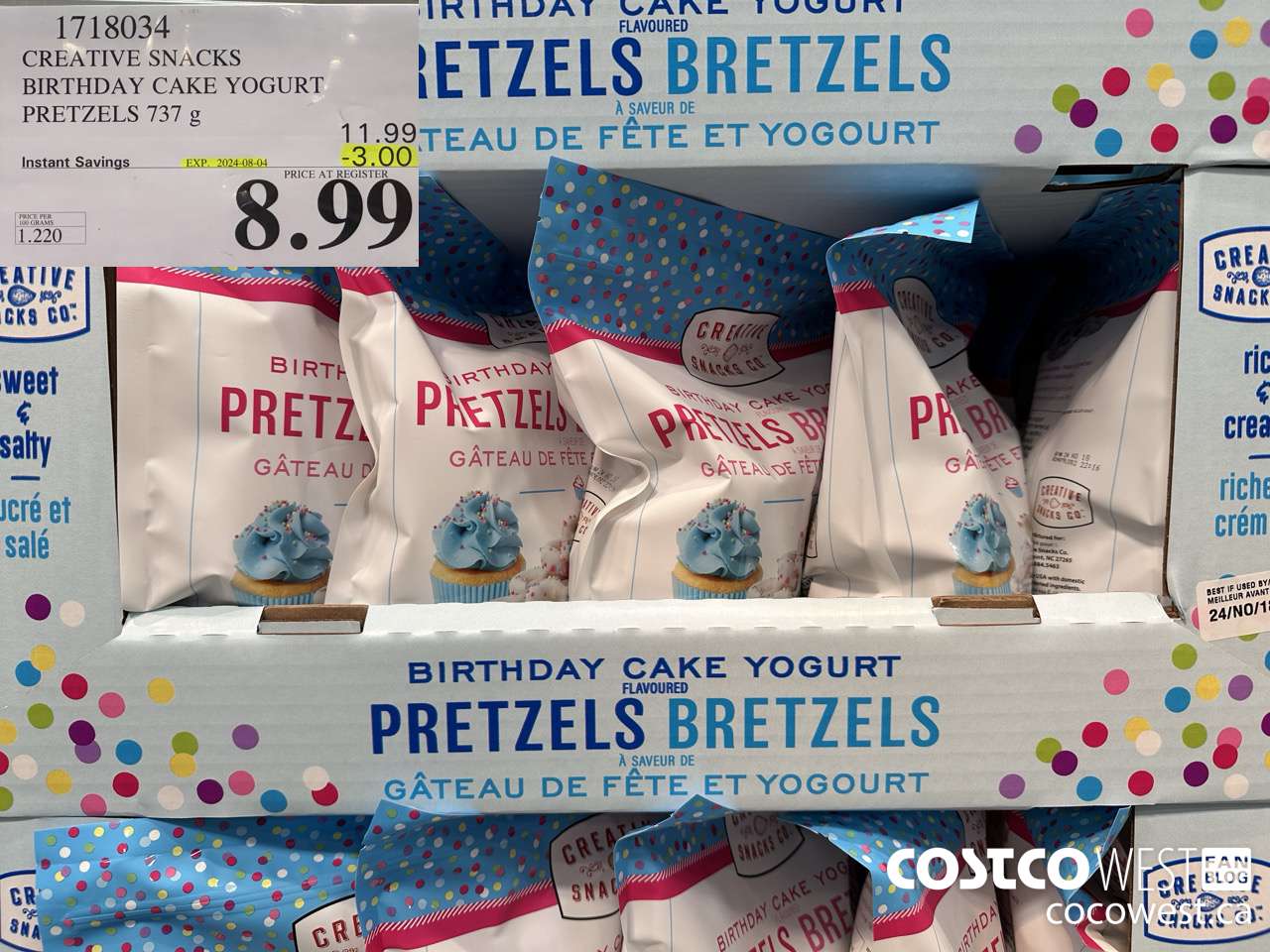 1718034 CREATIVE SNACKS BIRTHDAY CAKE YOGURT PRETZELS 737G ($3.00 INSTANT SAVINGS EXPIRES ON 2024-08-04) $8.99
