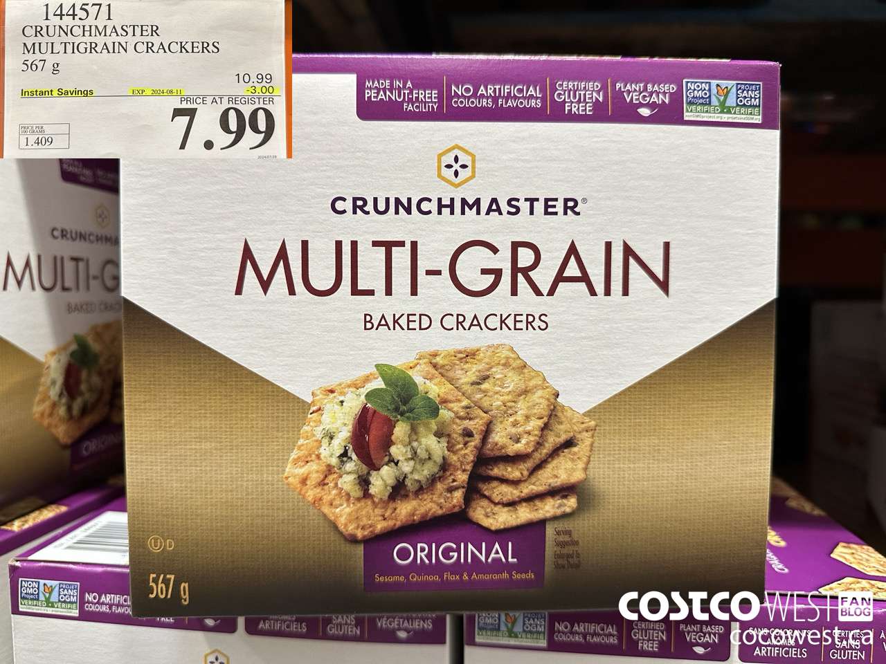 144571 CRUNCHMASTER MULTIGRAIN CRACKERS 567 G ($3.00 INSTANT SAVINGS EXPIRES ON 2024-08-11) $7.99