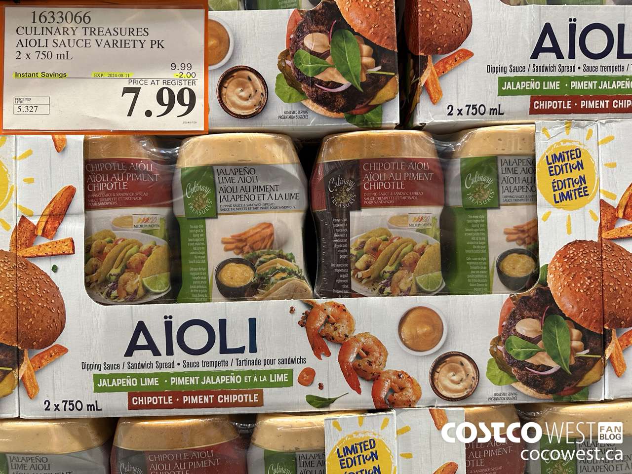 1633066 CULINARY TREASURES AIOLI SAUCE VARIETY PK 2 X 750ML ($2.00 INSTANT SAVINGS EXPIRES ON 2024-08-11) $7.99