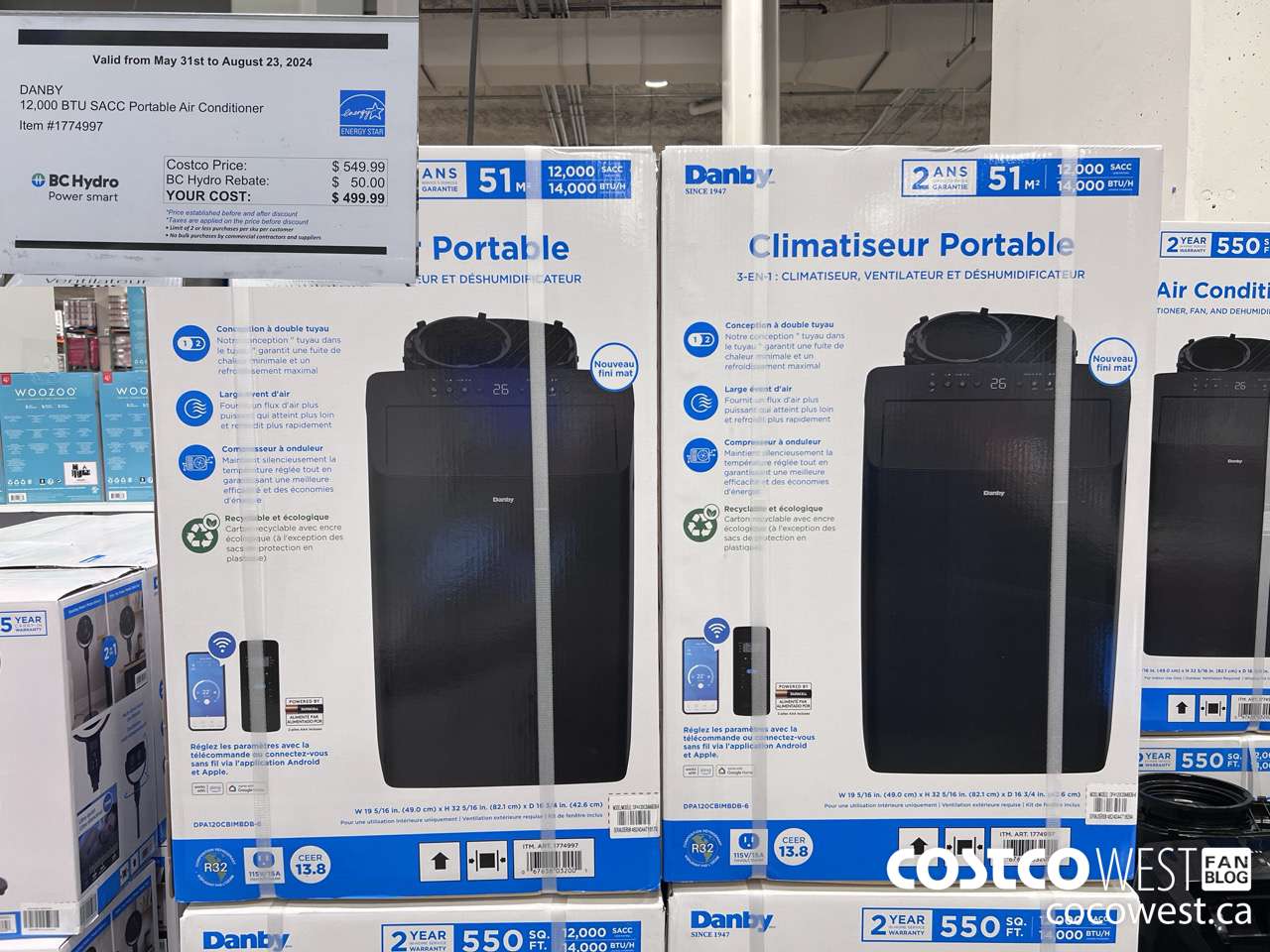 1774997 DANBY 3 IN 1 PORTABLE AC 12,000 BTU SACC ($50.00 INSTANT SAVINGS EXPIRES ON 2024-08-23) $499.99