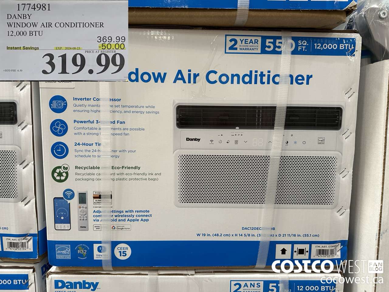 1774981 DANBY WINDOW AIR CONDITIONER 12,000 BTU ($50.00 INSTANT SAVINGS EXPIRES ON 2024-08-23) $319.99