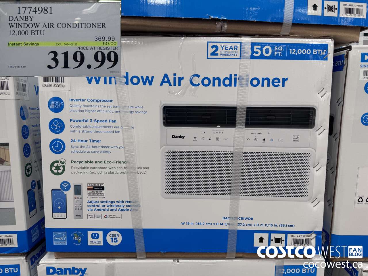 1774981 DANBY WINDOW AIR CONDITIONER 12,000 BTU ($50.00 INSTANT SAVINGS EXPIRES ON 2024-08-23) $319.99