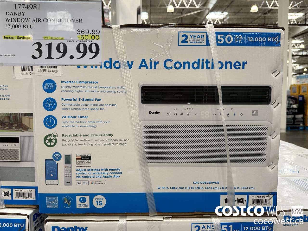 1774981 DANBY WINDOW AIR CONDITIONER 12,000 BTU ($50.00 INSTANT SAVINGS EXPIRES ON 2024-08-23) $319.99