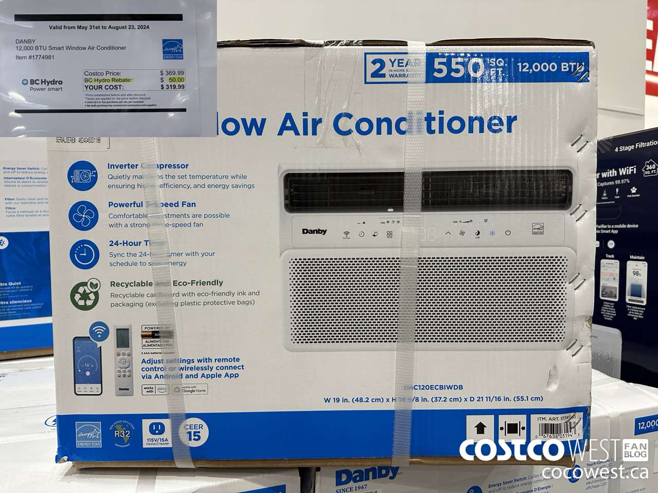 1774981 DANBY WINDOW AIR CONDITIONER 12,000 BTU ($50.00 INSTANT SAVINGS EXPIRES ON 2024-08-23) $319.99