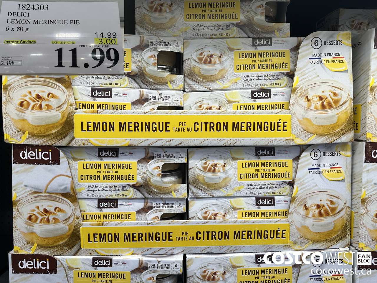 1824303 DELICI LEMON MERINGUE PIE 6 X 80G ($3.00 INSTANT SAVINGS EXPIRES ON 2024-07-28) $11.99