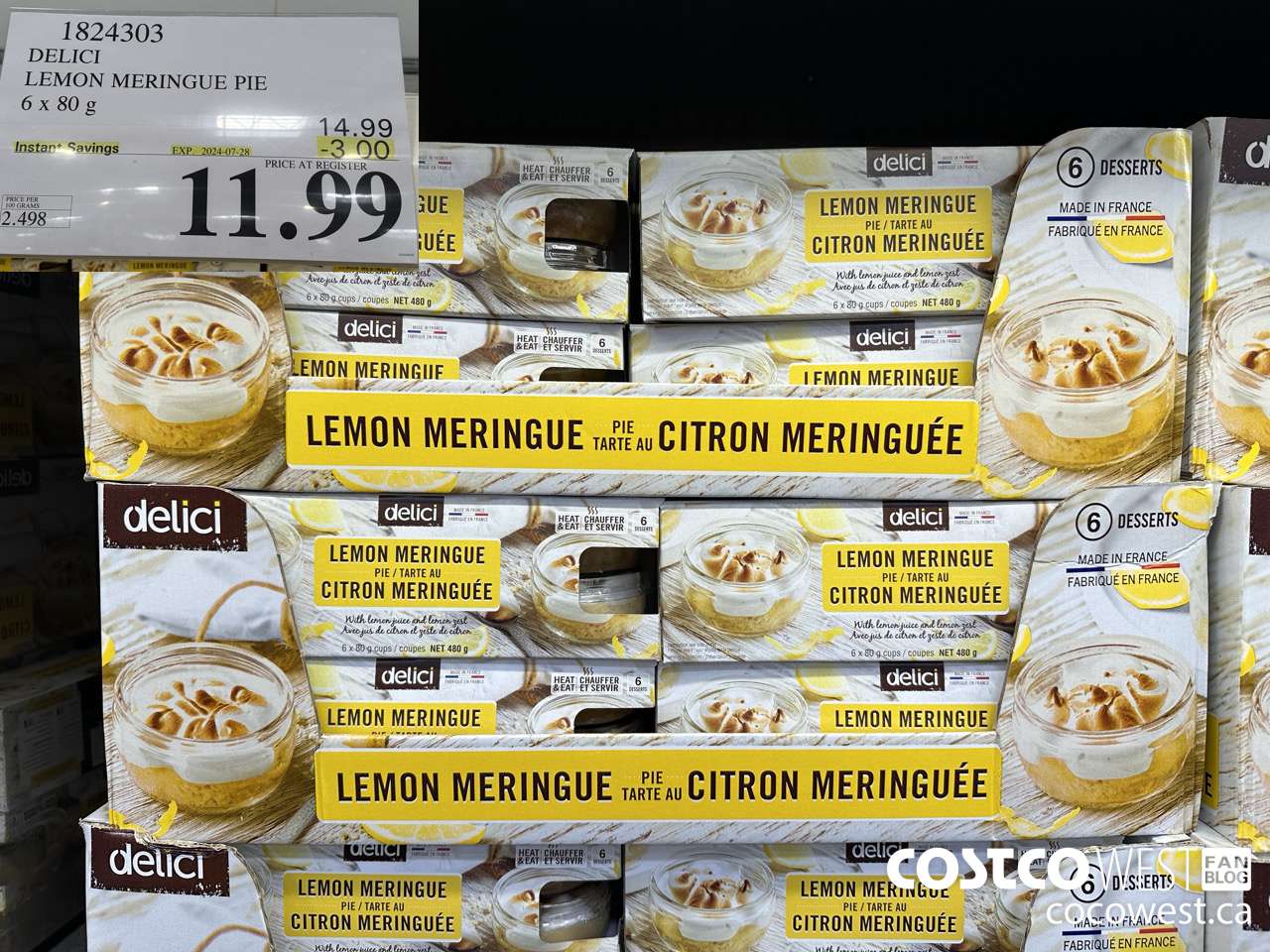 1824303 DELICI LEMON MERINGUE PIE 6 X 80G ($3.00 INSTANT SAVINGS EXPIRES ON 2024-07-28) $11.99