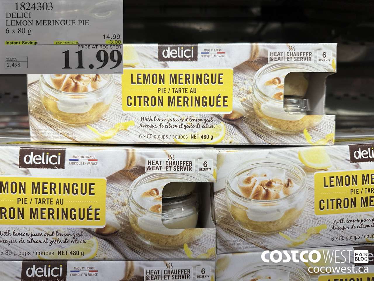 1824303 DELICI LEMON MERINGUE PIE 6 X 80G ($3.00 INSTANT SAVINGS EXPIRES ON 2024-07-28) $11.99