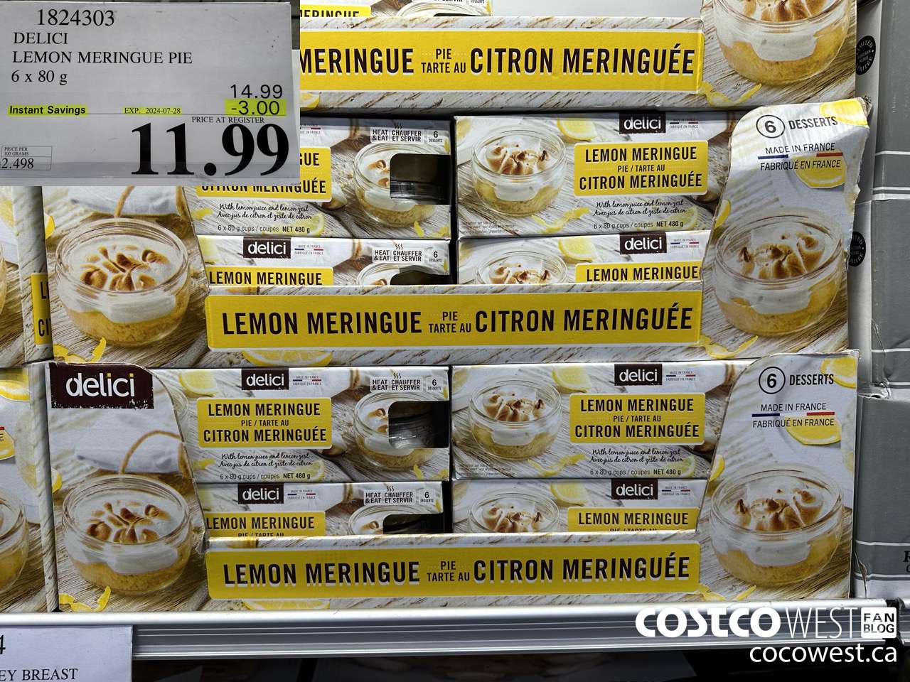 1824303 DELICI LEMON MERINGUE PIE 6 X 80G ($3.00 INSTANT SAVINGS EXPIRES ON 2024-07-28) $11.99
